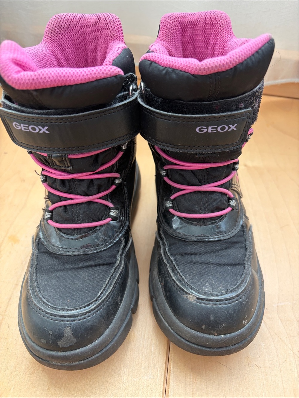 Geox Kids Black and Pink Winter Lace-Up Boots